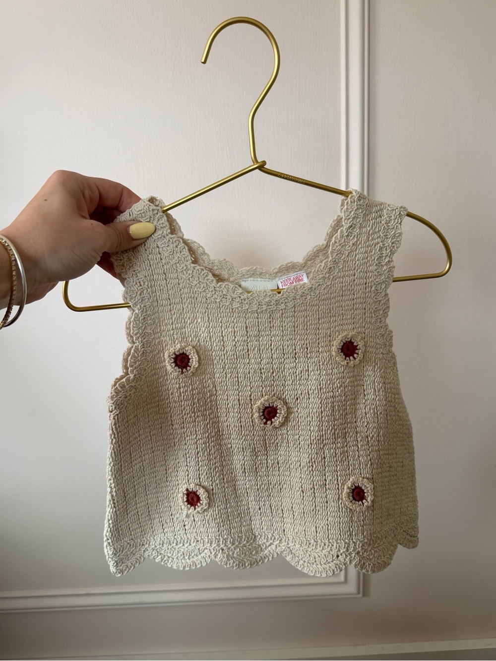 NWT zara kids cream crocheted scallop detail tank top
